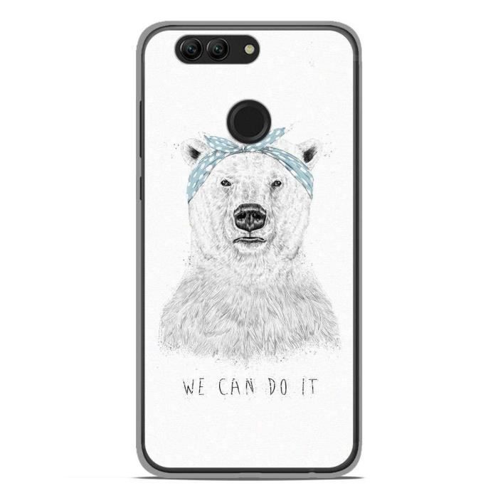 Coque pour smartphone compatible Huawei Nova 2 en silicone gel protection arrière- BS We can do it