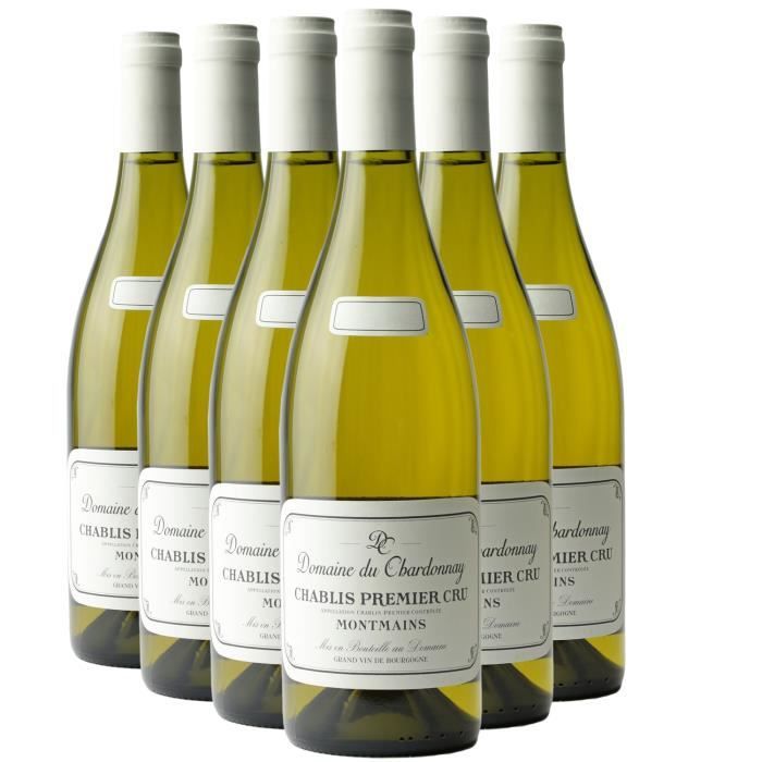 Chablis 1er Cru Montmains Blanc 2019 - Lot de 6x75cl - Domaine du Chardonnay - Vin AOC Blanc de Bourgogne - Cépage Chardonnay
