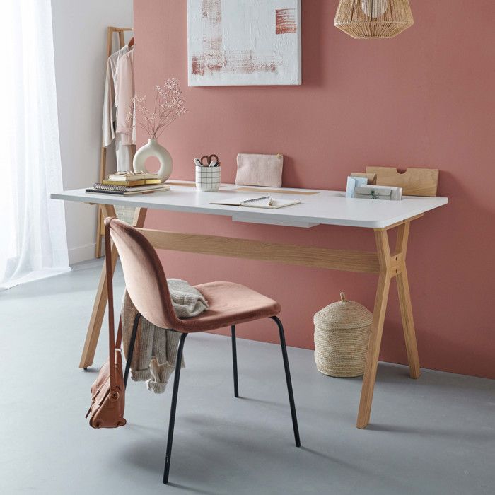 OFFRE - Bureau scandinave Bois/Blanc 150 cm + accessoires offerts - Mobox