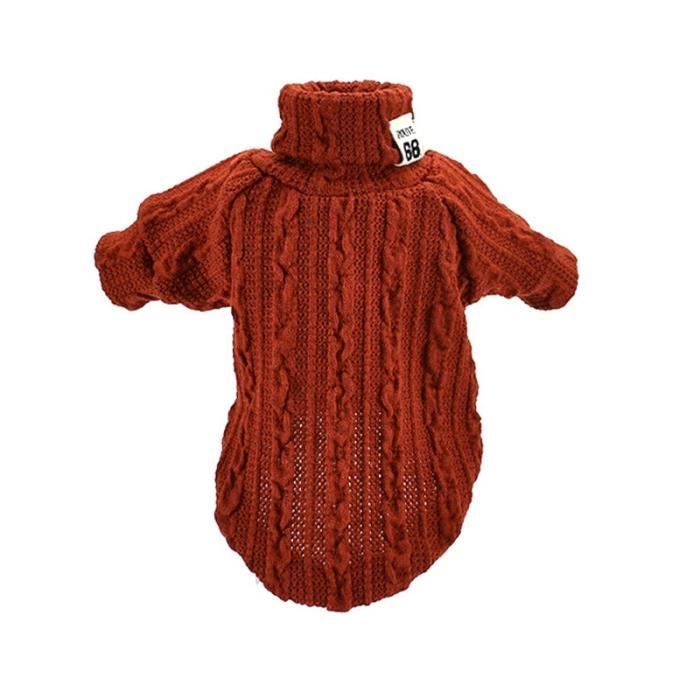 Manteau Blouson,Chandail à col roulé pour chien chat Animal domestique, tricot chaud pour chiens, vêtements pour - Type Orange-S