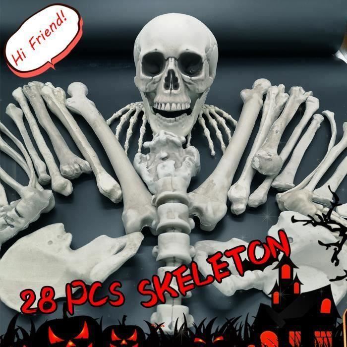 28pcs Halloween Squelette os Crâne Réaliste Blague Hanté Décoration Me47268