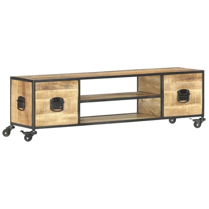 Meuble TV industriel - Meuble de salon Banc TV - Buffet Bas table basse -130x30x39 cm Bois massif de manguier