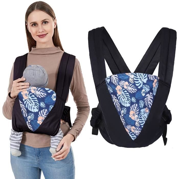 Porte-bébé ,Ventraux Baby Carrier Convertible Écharpe de Portage Sac à dos léger pour Bébés Nouveau-né à Tout-petit 8-44 livres Bleu