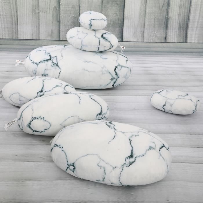 VERCART Gros Coussin de Sol Créatif Rond, 7 Pièces, Marbre Blanc
