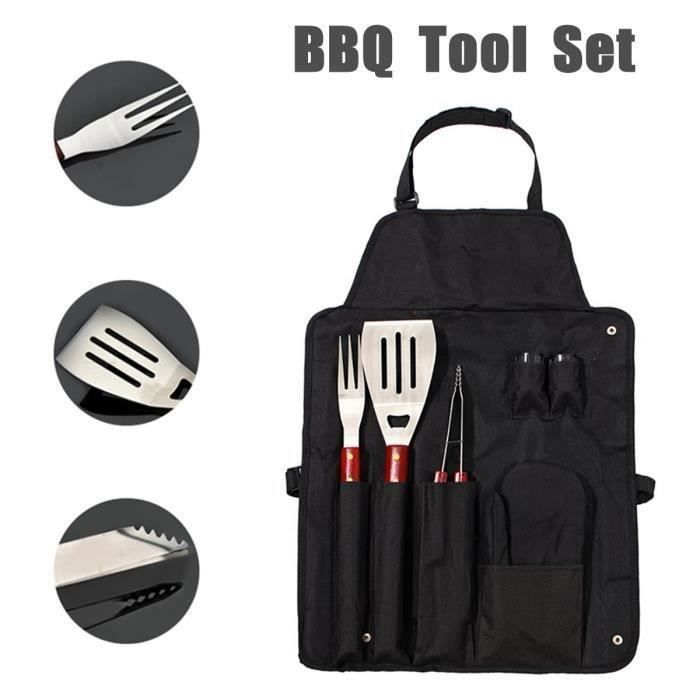7 pcs Barbecue Outils Kit BBQ Ensemble Camping En Plein Air Griller Accessoires de Cuisine Tablier Pliable Sac De Rangement L42481