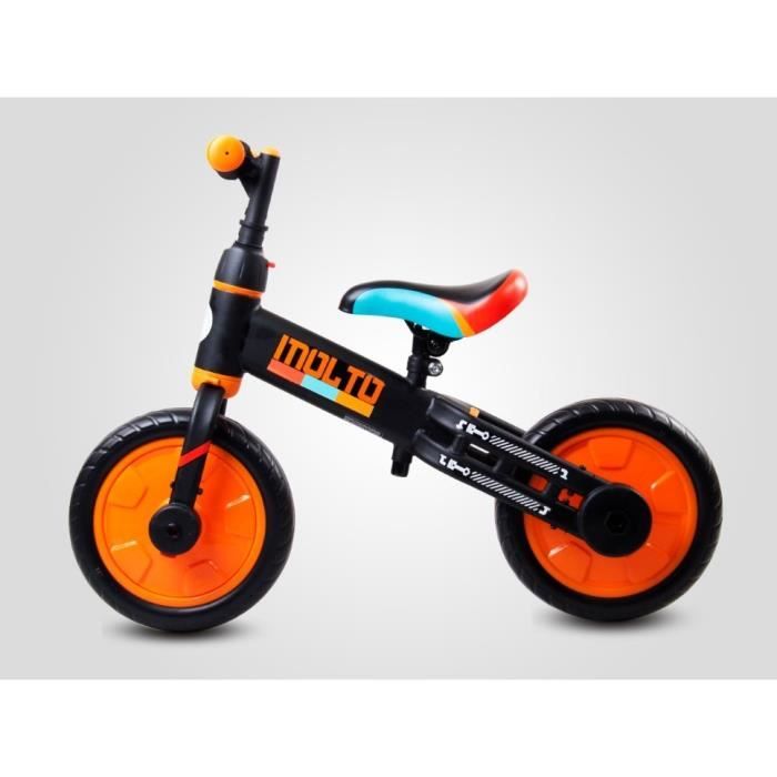 MOLTO - Draisienne 3en1 tricycle + vélo - Dès 3 ans jusqu'à 30 kg - Petites roues + pédales amovibles - Roues en mousse EVA -
