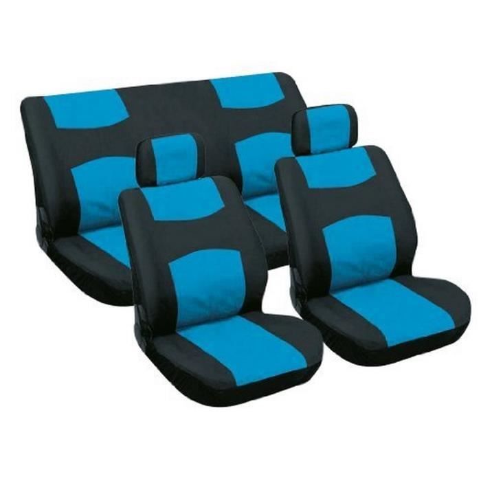Jeu de Couvre-Sièges 6Pièces Bleu/Noir