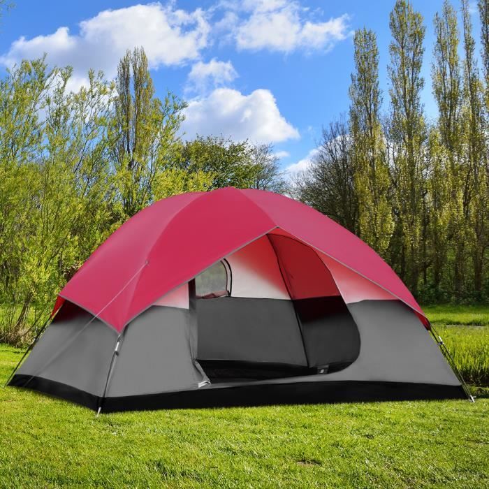 COSTWAY Tente de Camping Étanche 6 Personnes Double Couche Tente Familiale pour Pique-nique Randonnée 300X300X165CM