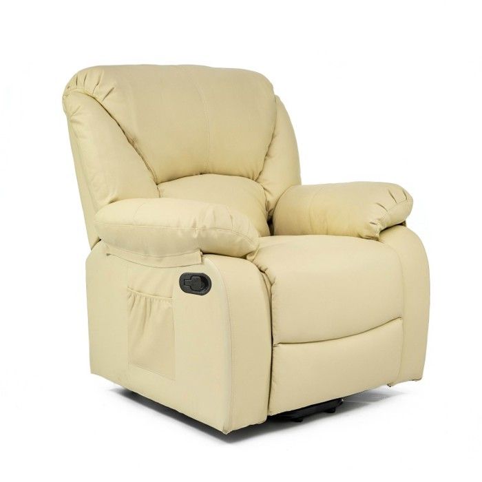 ECODE Fauteuil de Massage Relax Monaco, 10 vibromoteurs à ondulation, inclinable à 160 °, Fonction Chauffage, A ++, Beige