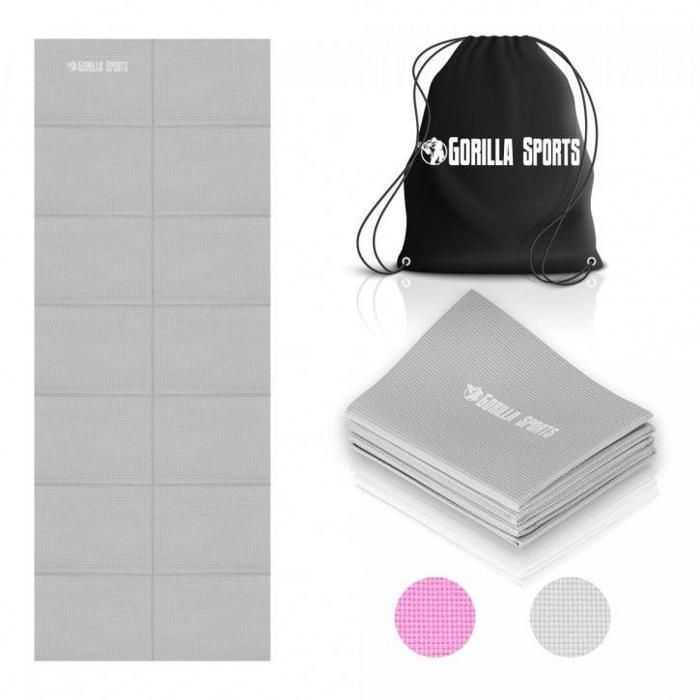 Tapis de yoga pliable, coloris gris (avec sac de transport)