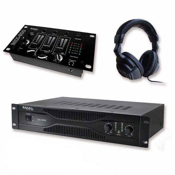 Pack sonorisation amplificateur 500W SA500 + Table de mixage 3 voies 5 entrées + Casque