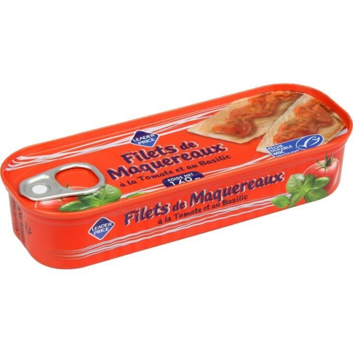 Filets de maquereaux tomate basilic 169g Leader Price