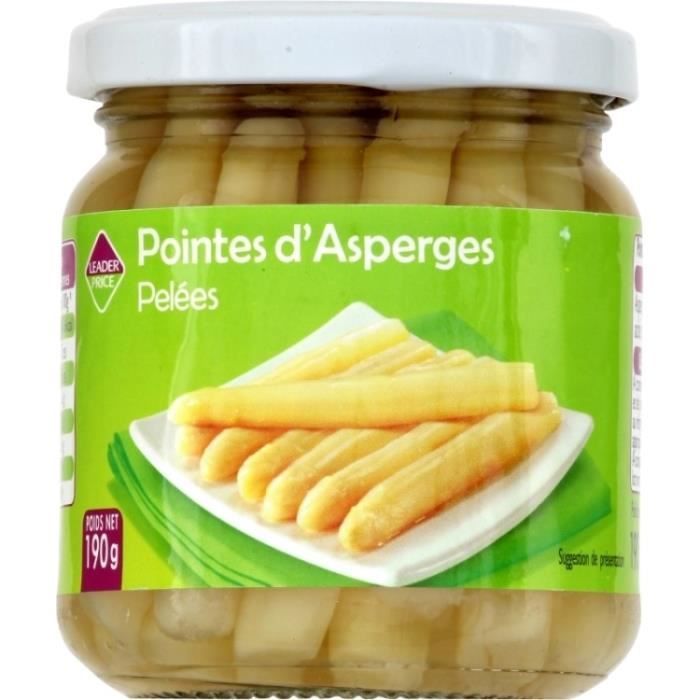 Oointes d'asperges pelées main 190g Leader Price