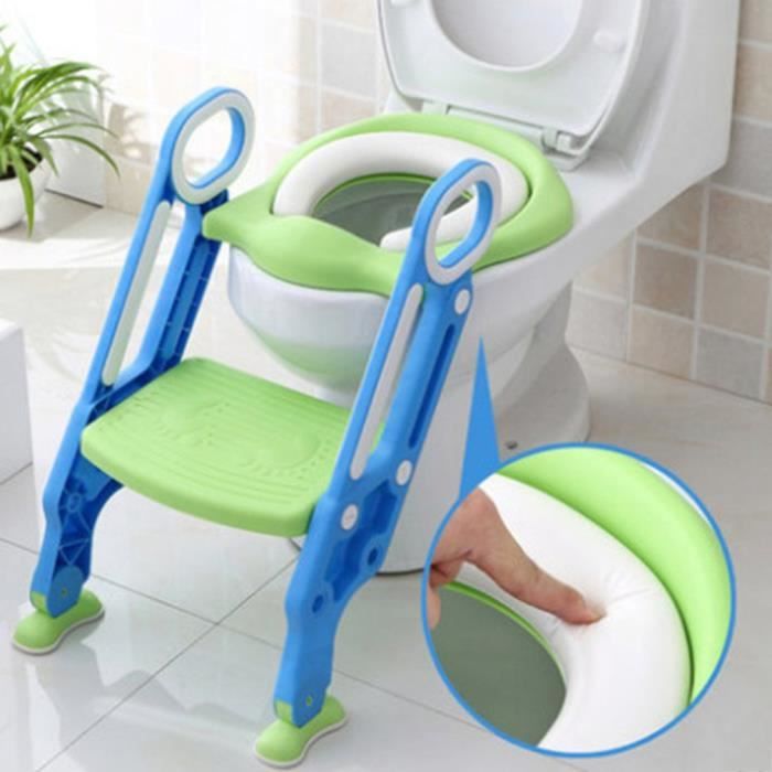 Reducteur de Toilette avec échelle Marches, Siège WC Pour Bébés Enfants 1-7 ans anti-dérapant, robuste, pliable BLEU