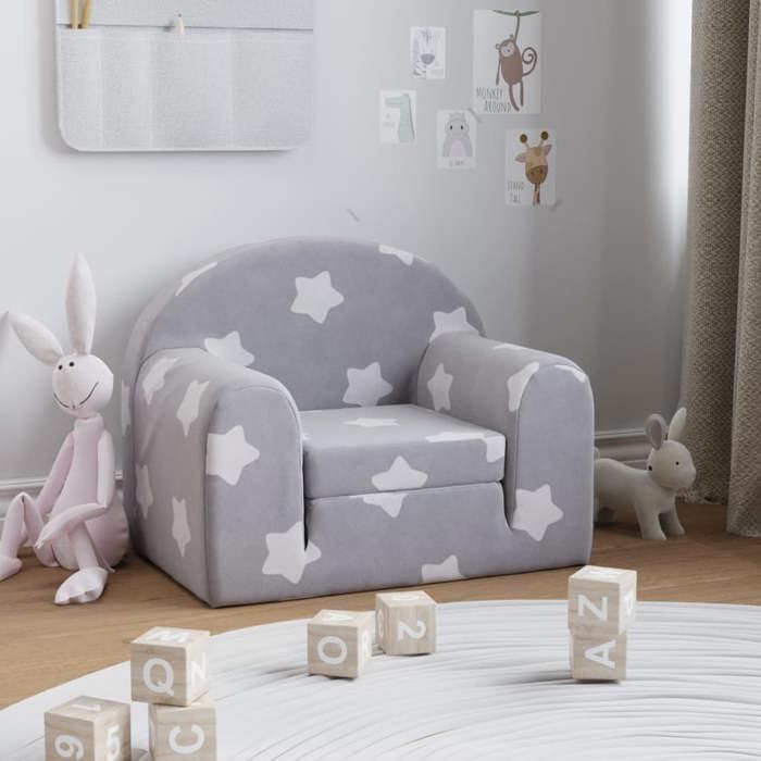 vidaXL Canapé-lit pour Enfants Lit de Jour avec Dossier et Accoudoirs Lit dInvité pour Tout-petits Chambre Gris Clair 357016