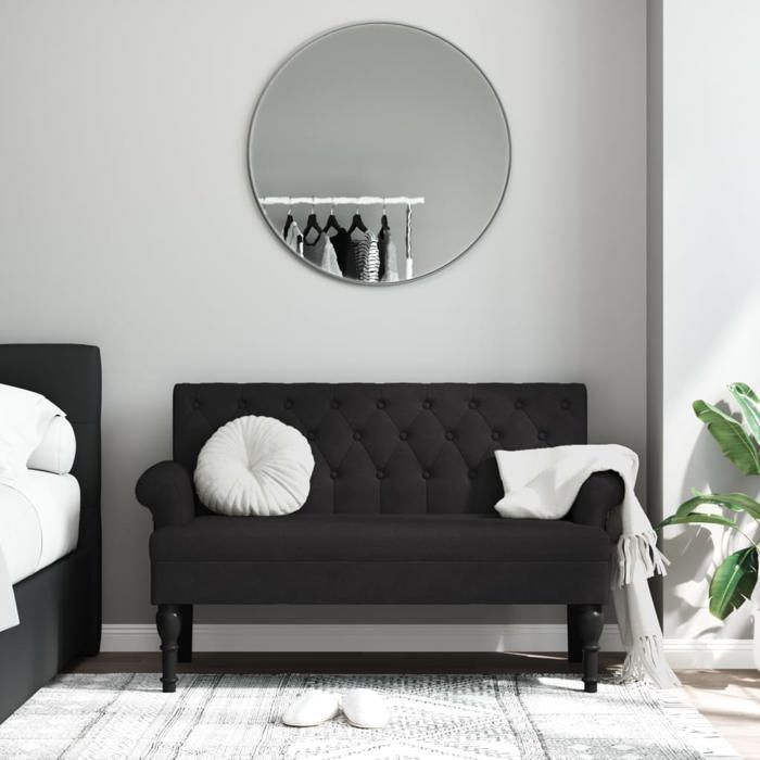 vidaXL Banc avec Dossier Canapé avec Accoudoir Banquette avec Pieds en Bois Siège de Salon Salle de Séjour Moderne Noir 372122