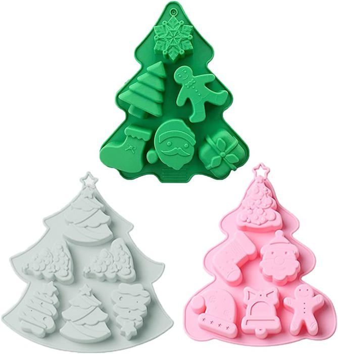 Lot De 3 Moules En Silicone En Forme De Sapin De Noël, 3D