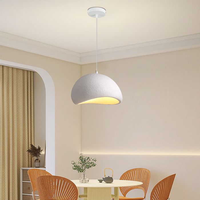 SNOGOLD Suspension Vintage Lustre de Milieu du Siècle Abat-jour en Résine de Dôme Gris Ø20cm E27 Luminaire de Couloir Salon