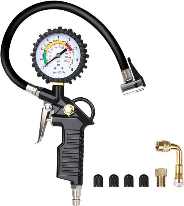 Manomètre de pression des pneus 0-220Psi manomètre de moto robuste de