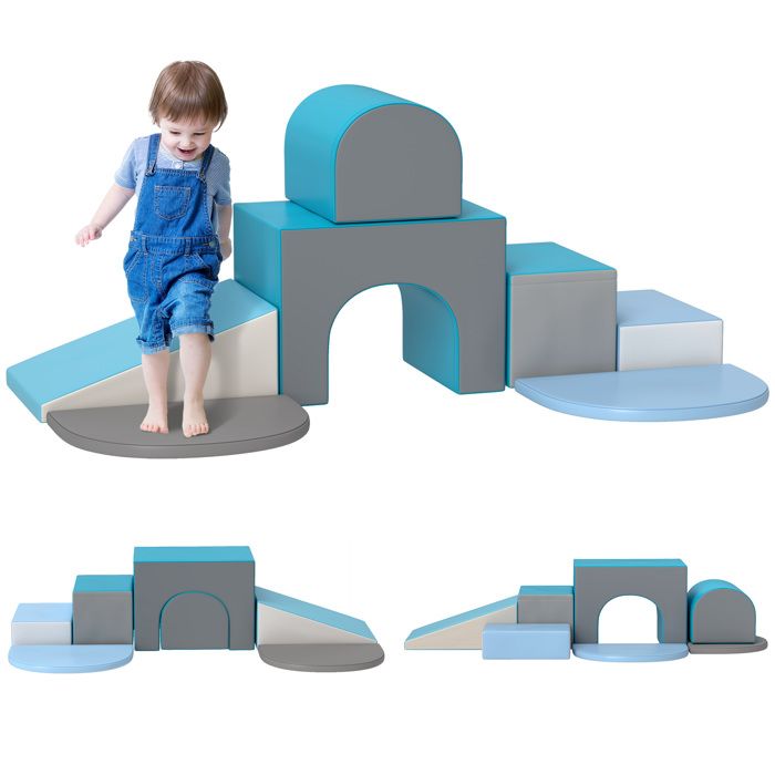 7PCS Module motricité bébé HOMCOM parcours motricité bébé en mousse EPE pour enfants dâge préscolaire multicolore