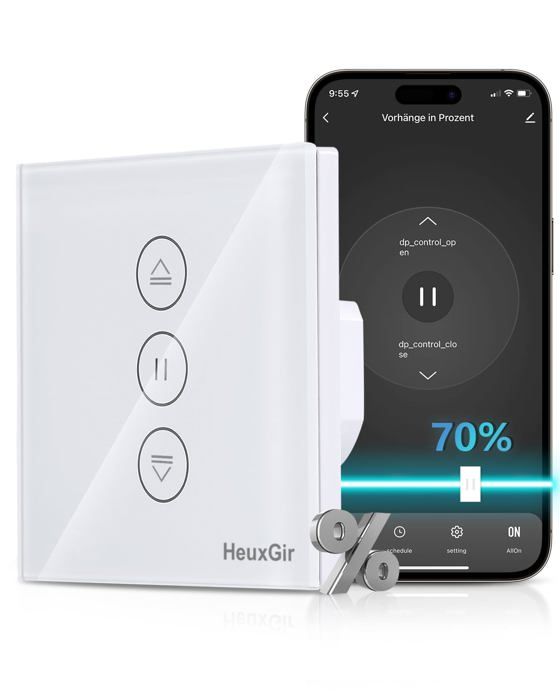 HEUXGIR WiFi Smart Lichtschalter | Alexa & Google Home Kompatibel | 86x86mm Touch Panel