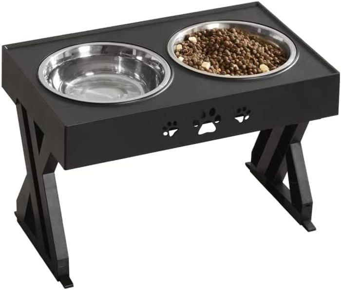 Comparer les prix de Gamelle pour chien en acier avec support dorsal hauteur réglable (noir)