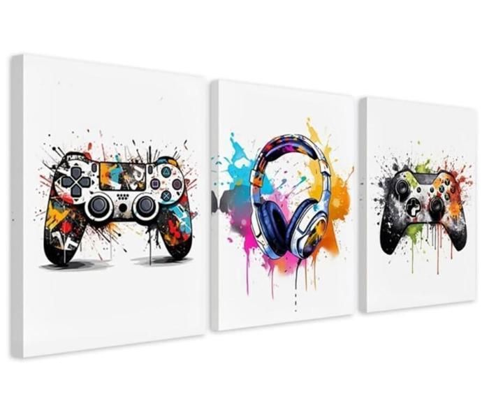 Lot De 3 Posters Gaming Avec Cadre – Thèmes Épiques Pour Chambre Ado Garçon – 30x40 Cm Toile Murale Gamer
