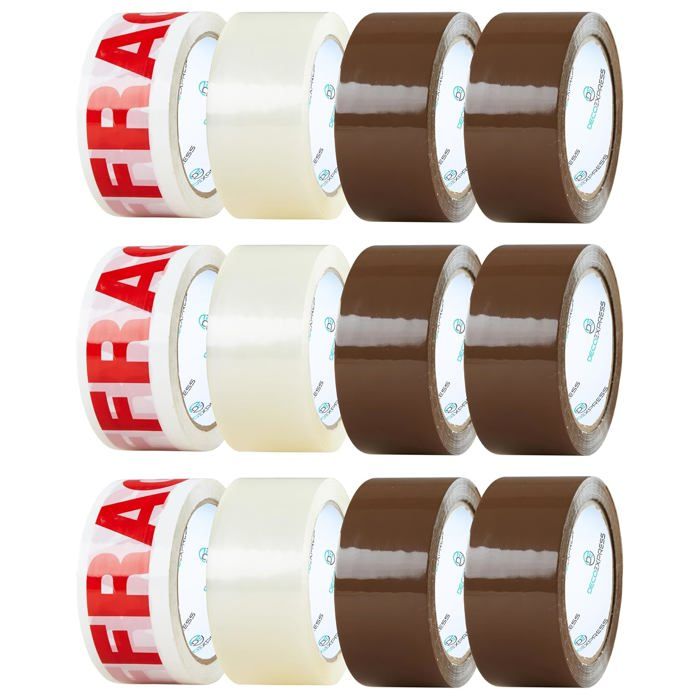 Adhésif Résistant Déménagement Scotch Déménagement 6 Rouleaux - Adhésif Puissant Pour Cartons - Transparent Ou Marron - Idéal Colis Vinted ENS STORE 6 Rouleaux