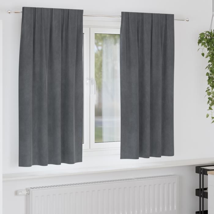Rideaux occultants 2 pièces 140 x 175 cm gris clair - poche pour tringle polyester