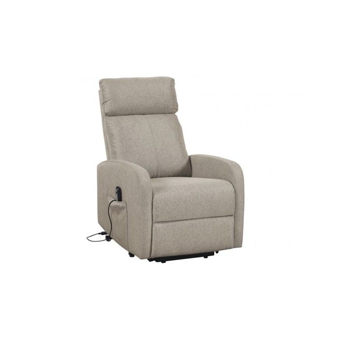 Fauteuil de relaxation électrique inclinable en tissu beige avec repose pieds - Longueur 64 x Largeur 93 x Hauteur 104 cm