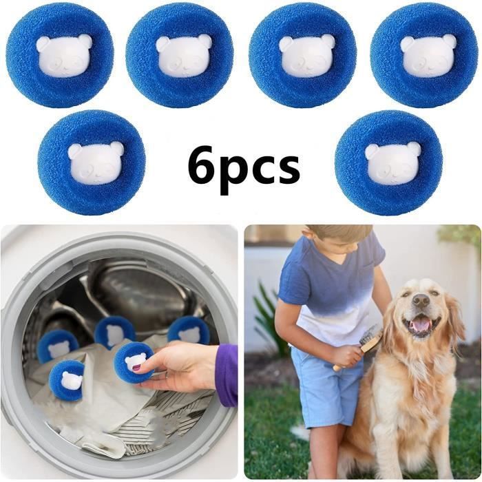 Boules Anti-poils Machine à Laver - Lot De 15 Boules En Nylon Réutilisables, Attrape Poils Animaux