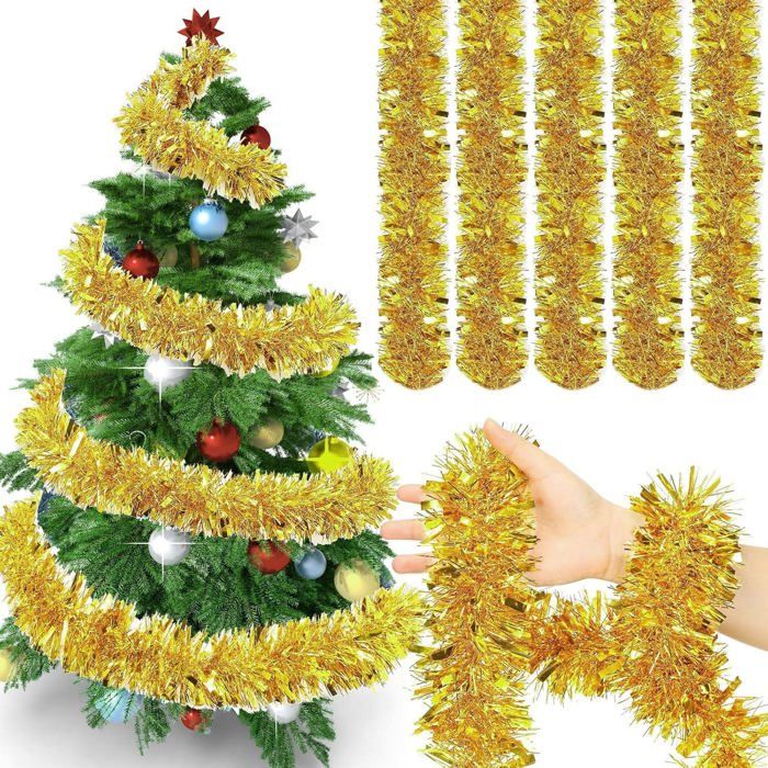 Guirlande Tinsel Scintillante 10 Mètres - Blanc - Déco Noël, Fête Intérieur/extérieur - Épaisse Et Brillante