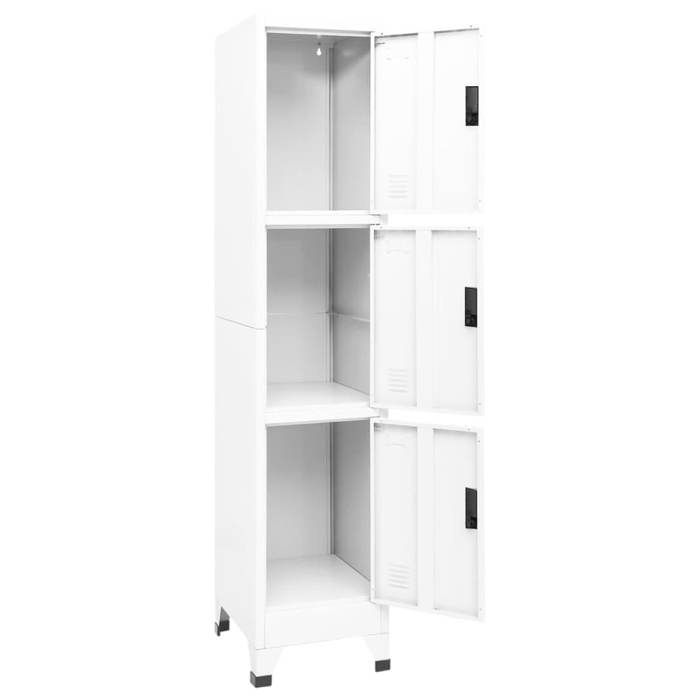 Armoire à casiers en acier - vidaXL - Blanc - 38x45x180 cm - 3 portes verrouillables - Orifices daération