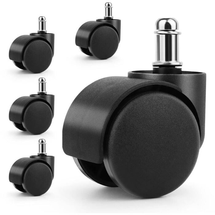 DRE-Lot de 5 roulettes pour chaise de bureau – Rotation 360° pour tous types de sols