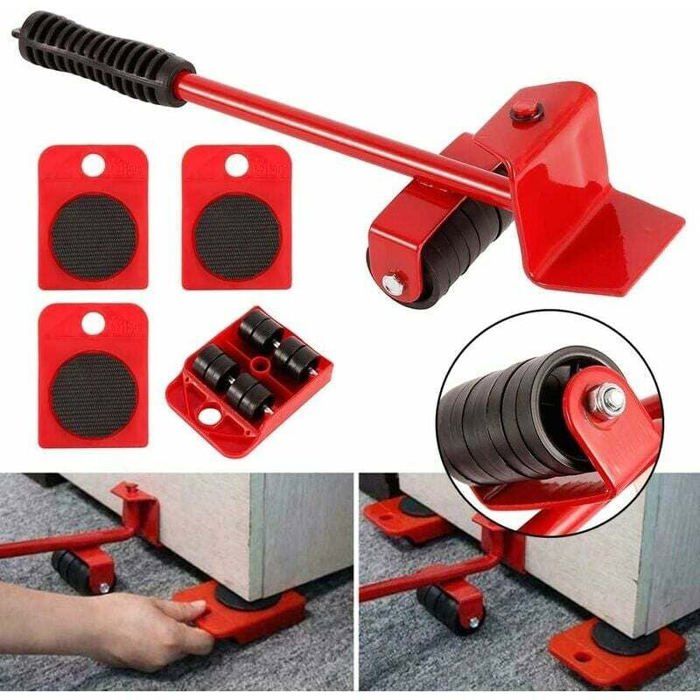 Accessoire de levage Kit de Deplace Meuble Lourd Sans Effort Deplace Meuble a Roulette 1 Tige de Levage et 4 Roulettes de Dé
