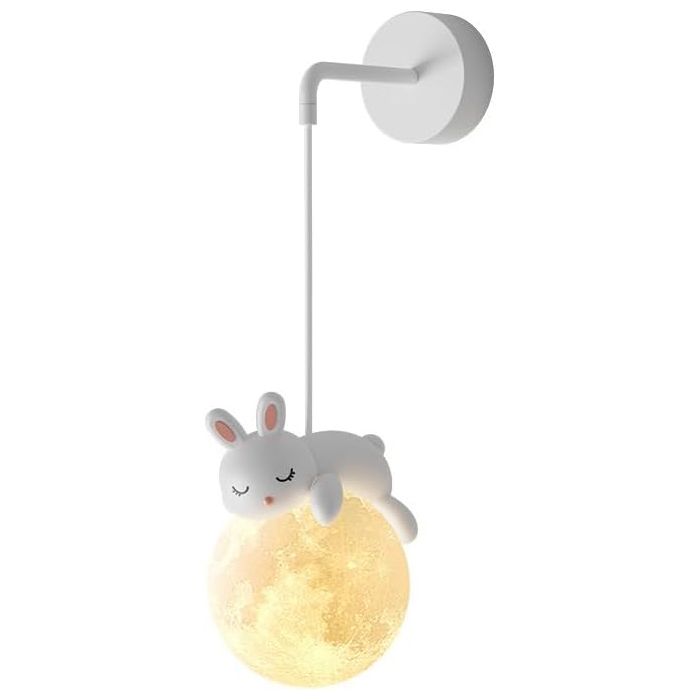 Applique murale - AMOYERIC - Lapin - Boule de lune 3D - LED G9 - Dimmable pour chambre enfant