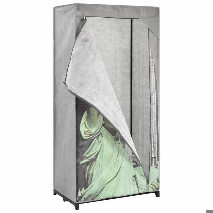 Moderne Garde-robe BURKE Armoire de chambre avec rangement New York 75x45x160 cm Tissu AA1897