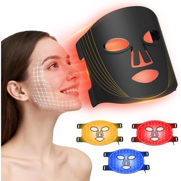 Masque Led Visage Luminothérapie, 3 Couleurs Masque Luminothérapie ...