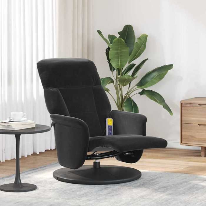 NEW 2026 Fauteuil Massant inclinable - Chaise simple - Multifonctionnel - Noir 91x71x105 cm Velours L3756