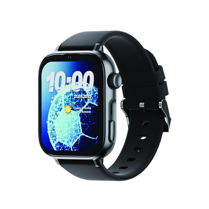 SaveFamily SaveWatch Plus 2 Montre pour Enfant GPS Appels Whatsapp App Store - Cadran Noir et Bracelet en Silicone Noir