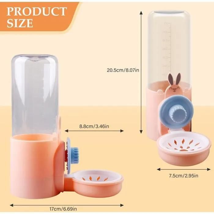 Abreuvoir Automatique Suspendu 500 Ml Distributeur Deau Anti-goutte Pour Petits Animaux Lapins Hamsters Cochons DInde
