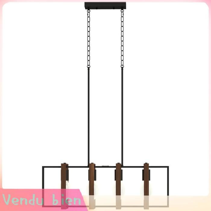 LIA Suspension luminaire moderne lustre plafonnier avec 4 cadres rotatifs et hauteur réglable 80 x 21 x 90-130 cm noyer
