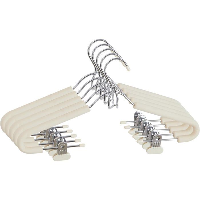 Cintres à pinces - Lot de 5 - Antidérapants - Gain de place - Conviennent pour pantalons et vestes - Beige - Dimensions : 40 x 20 cm