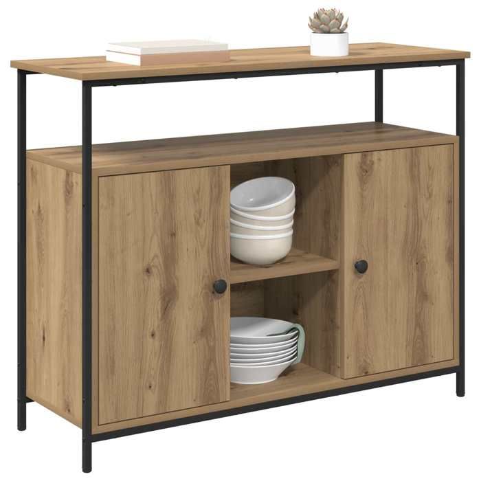 Buffet bahut - vidaXL - bois dingénierie - chêne artisanal - 2 portes - 100 x 35 x 80 cm 28tmz51z