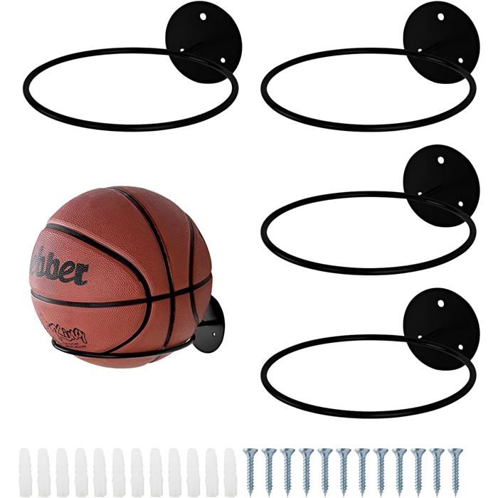 Porte-ballons Mural - Lot de 4 - Métal - Rangement Basket Football Rugby - Garage Gymnase CASSETTE RECHARGE POUR SEBUMET