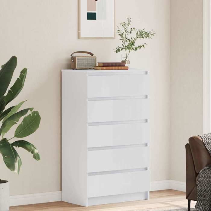 vidaXL Meuble rangement - Commode Blanc 60x36x103 cm Bois dingénierie poisd:30kg &032