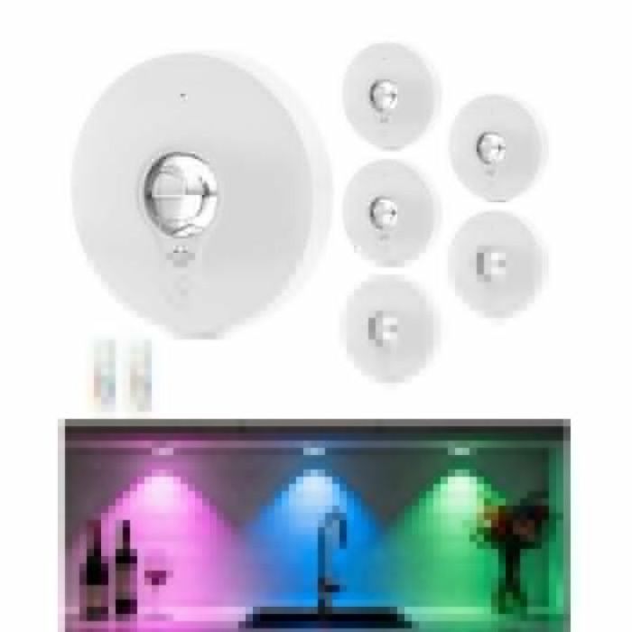 Lot de 6 spots LED RGB rechargeables 1500 mAh éclairage sans fil magnétique télécommande