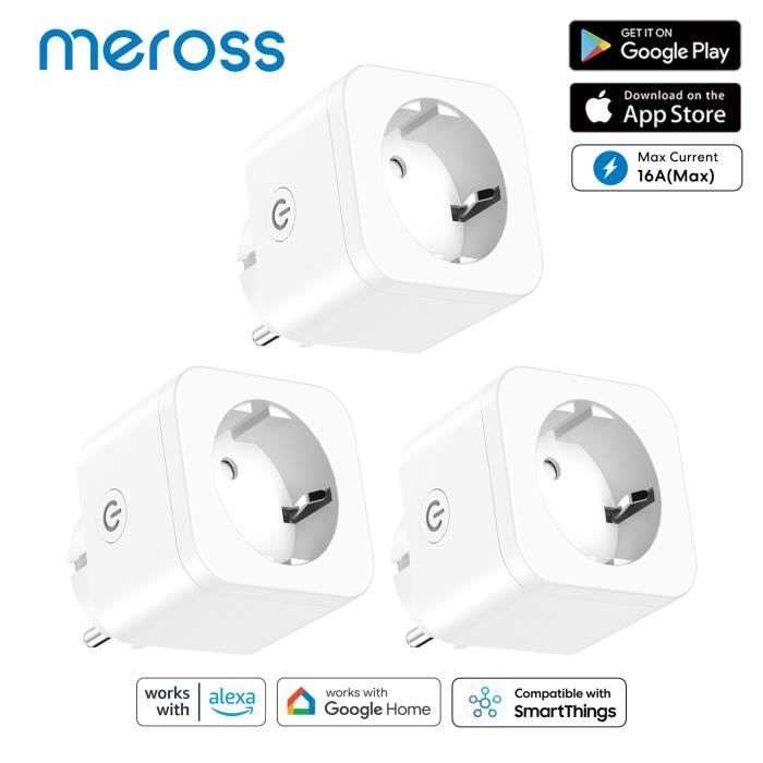 MARRON-Meross – prise intelligente WiFi et Bluetooth, 16a, ue, avec  moniteur d'énergie, fonction de minuterie - Cdiscount Bricolage