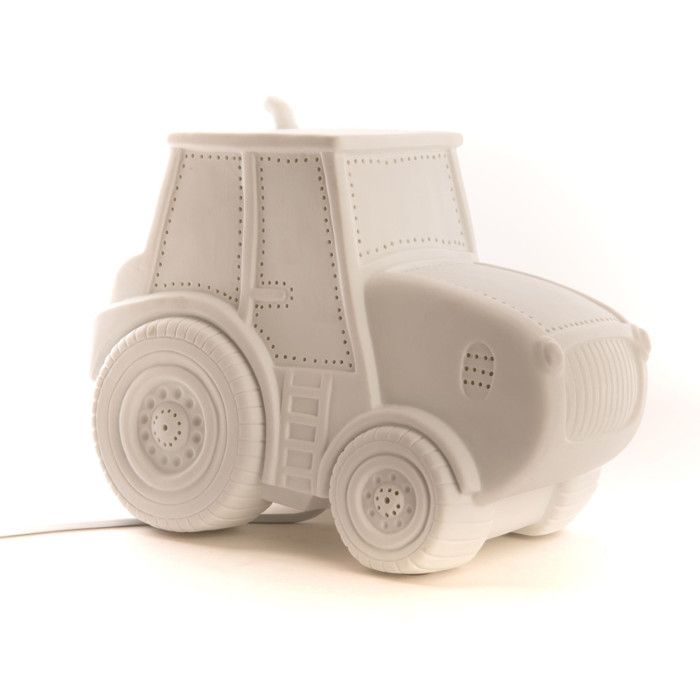 Lampe Tracteur blanche en porcelaine 22 cm - Amadeus