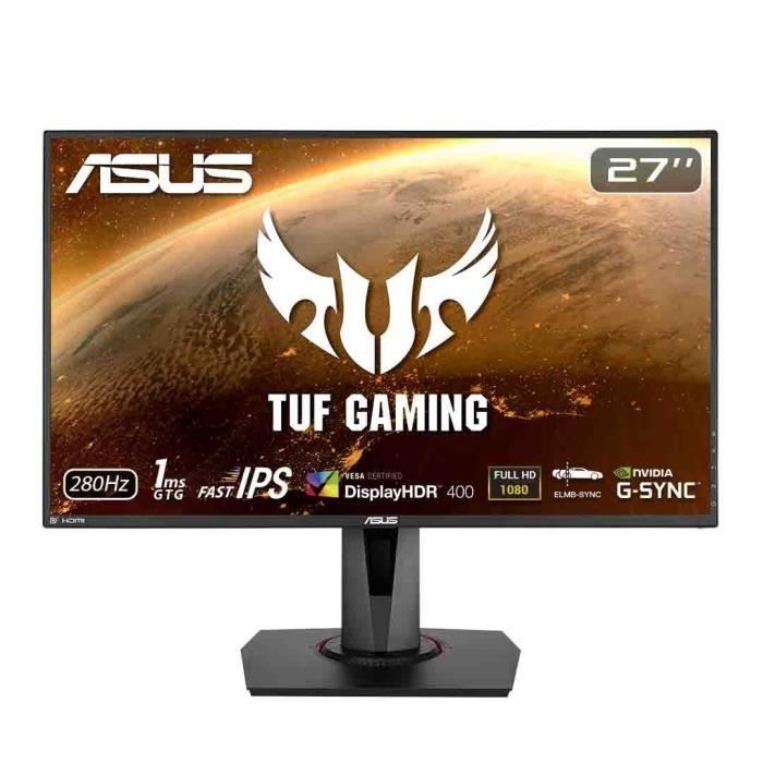 ASUS TUF Gaming VG279QM HDR Gaming Monitor 27 Inch Full HD 1920 x 1080 Fast IPS 280Hz 1 ms GTG Extreme Low Motion Blur Sync G SYNC Compatible DisplayHDR 400 - vue 5